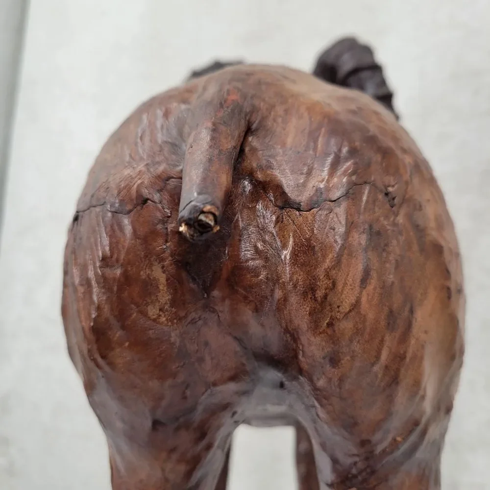 Vintage Tooled Leather Ram Sculpture Folk Art Perfect for your Cabin Lodge Ranch